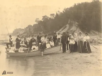 Boater hats on display at Hillsborough Beach, Plympton-Wyoming, August 30, 1899.