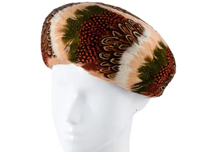 Feather hat with 100% wool interior.  